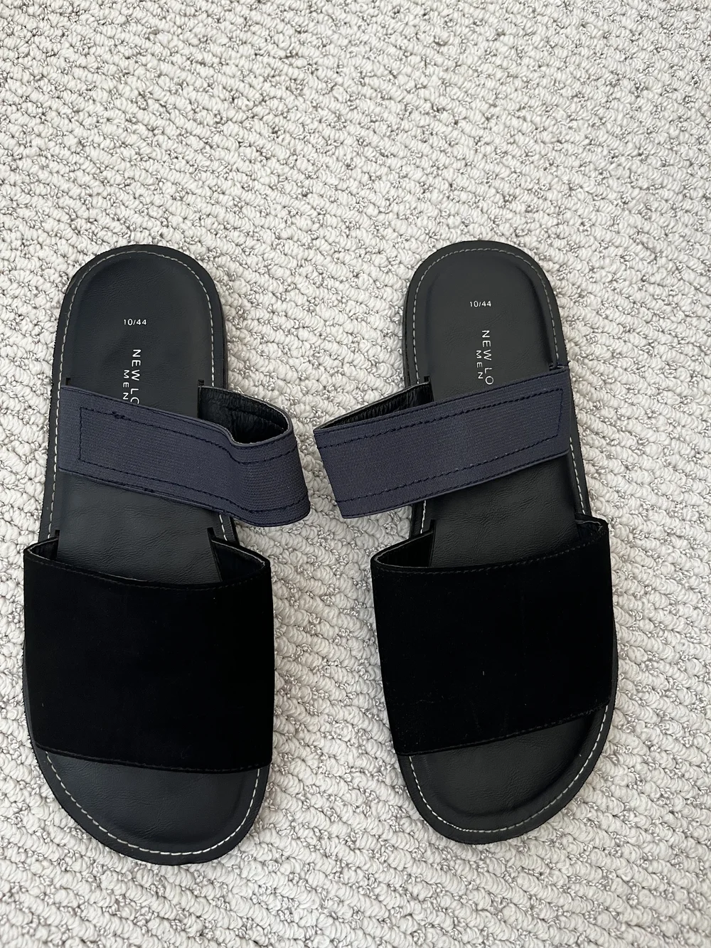 New Look Men's Black Slide Sandals with Elastic Strap